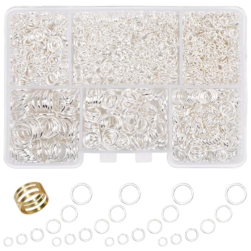 GMMA 1400 Pcs Silver Jump Rings for Jewelry Making 6 Sizes with OpenClose Tools Stainless Steel Jump Rings for Necklace Bracelet Repair Keychains Jewelry Making SuppliesSilver - Image 1
