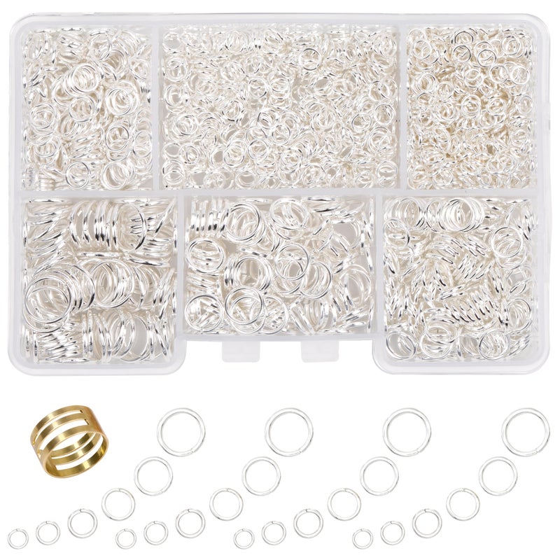 GMMA 1400 Pcs Silver Jump Rings for Jewelry Making 6 Sizes with OpenClose Tools Stainless Steel Jump Rings for Necklace Bracelet Repair Keychains Jewelry Making SuppliesSilver - Image 3