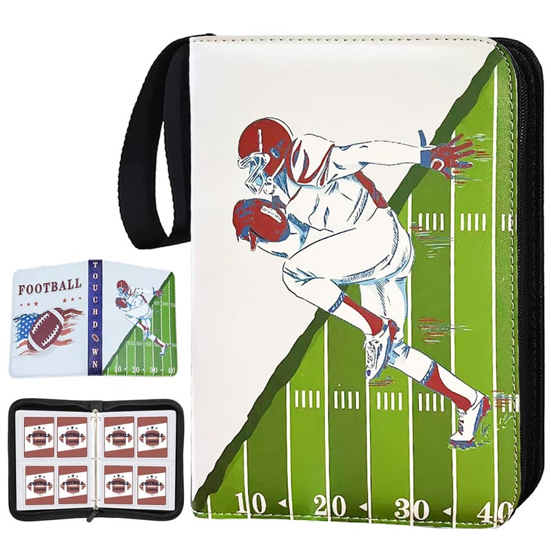 Lelonho Football Card Binder for Trading Cards Fit 400Cards with 50 Sleeves 4Pocket Pages 3 DRing Album for Card Collection Storage 400 pockets football binder - Image 2