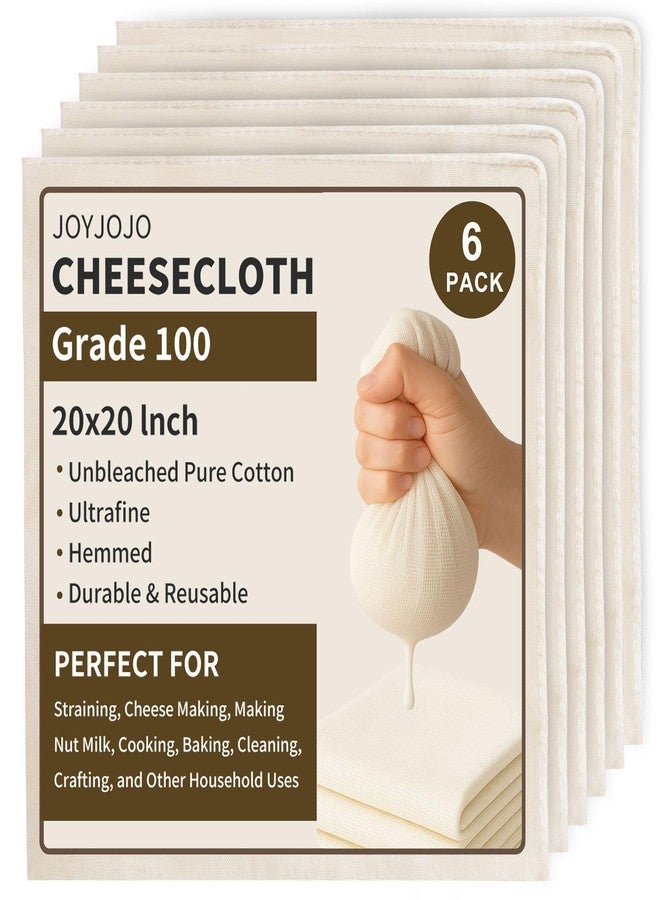 JOYJOJO Cheesecloth 6-Pack 20x20 Inch – Organic Grade 100 Cotton, Reusable Hemmed Cheesecloth for Baking, Straining, Nut Milk & More - Image 1