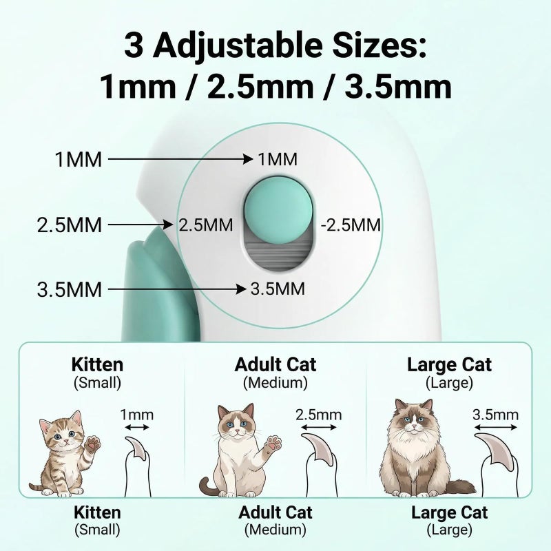 Wanheart Cat Nail Clippers with Debris Catcher & Hidden File, Adjustable Safety Guard Claw Trimmer for Indoor Cats & Kittens, Pet Grooming Tool (Blue) - Image 3