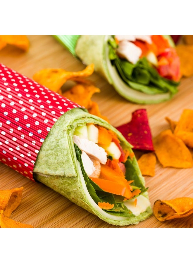 Restaurantware لفائف الطعام من الألمنيوم المموج 12" × 12" وسادة سلة القلي: مثالية لتناول الطعام في المطاعم، والمخابز، وشاحنات الطعام - لفائف السندويشات بنقاط حمراء - 500 قطعة - Image 3