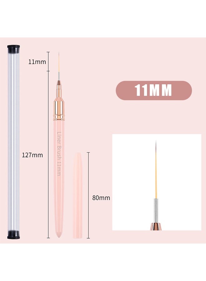 2 قطعة من فرش تزيين الأظافر، فرشاة تحديد الأظافر للخطوط الطويلة والرسم الدقيق والتفاصيل المختلفة، أداة أظافر بأطراف فرنسية ثلاثية الأبعاد بمقاسات 7/11 مم (وردي) - Image 3