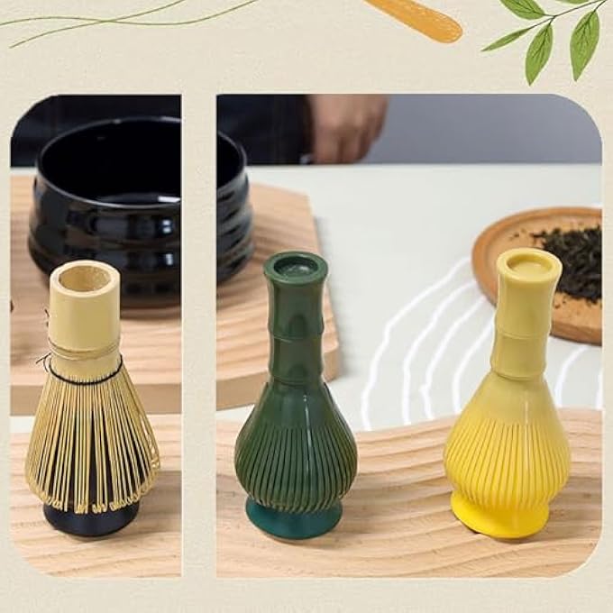 KUKUMAJI Matcha Whisk2Pcs Pp Resin Matcha StirrerMatcha Tea Brush Reusable Silicone Matcha Japanese Chasen Tea Mixer Brush Mixing Tool Accessory For Tea Preparation GreenYellow - Image 5