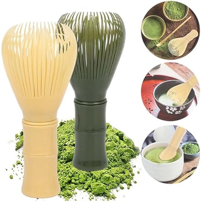 KUKUMAJI Matcha Whisk2Pcs Pp Resin Matcha StirrerMatcha Tea Brush Reusable Silicone Matcha Japanese Chasen Tea Mixer Brush Mixing Tool Accessory For Tea Preparation GreenYellow - Image 1