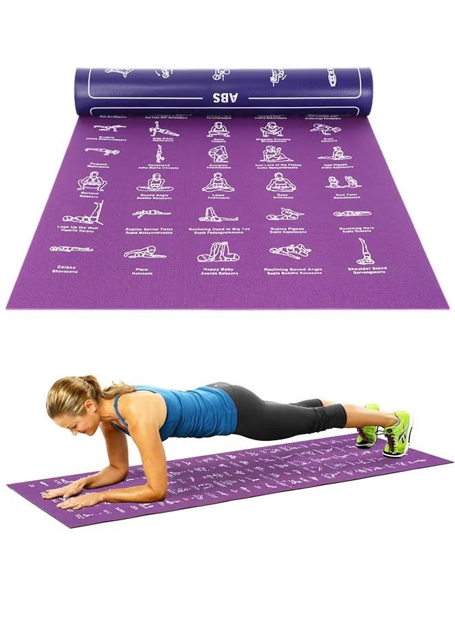 founder Fitness Yoga Mat for Women and Men - Large, 4mm Thick, 68 Inch *24 Inch, Non Slip Exercise Mats w/ 70 Printed Yoga Poses for Pilates, Workout and Stretching - Home and Gym Essentials - Image 1