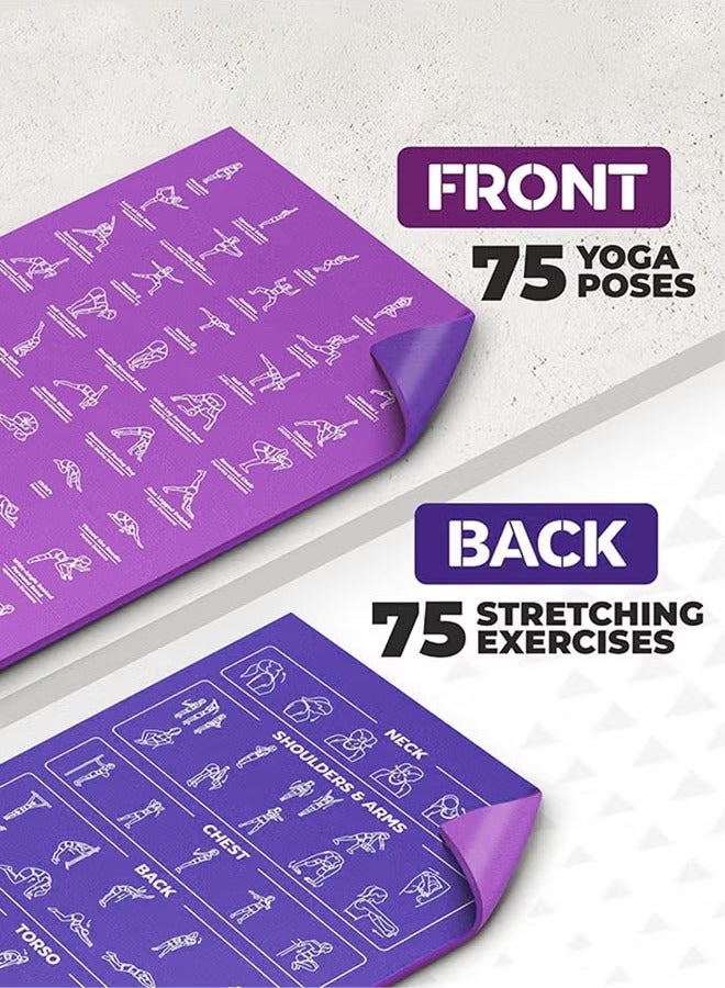 founder Fitness Yoga Mat for Women and Men - Large, 4mm Thick, 68 Inch *24 Inch, Non Slip Exercise Mats w/ 70 Printed Yoga Poses for Pilates, Workout and Stretching - Home and Gym Essentials - Image 5