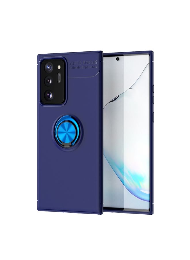 BGM Case Cover For Samsung Galaxy Note20 Ultra Metal Ring Holder 360 Degree Rotating TPU Case (Blue+Blue) (Blue+Blue)