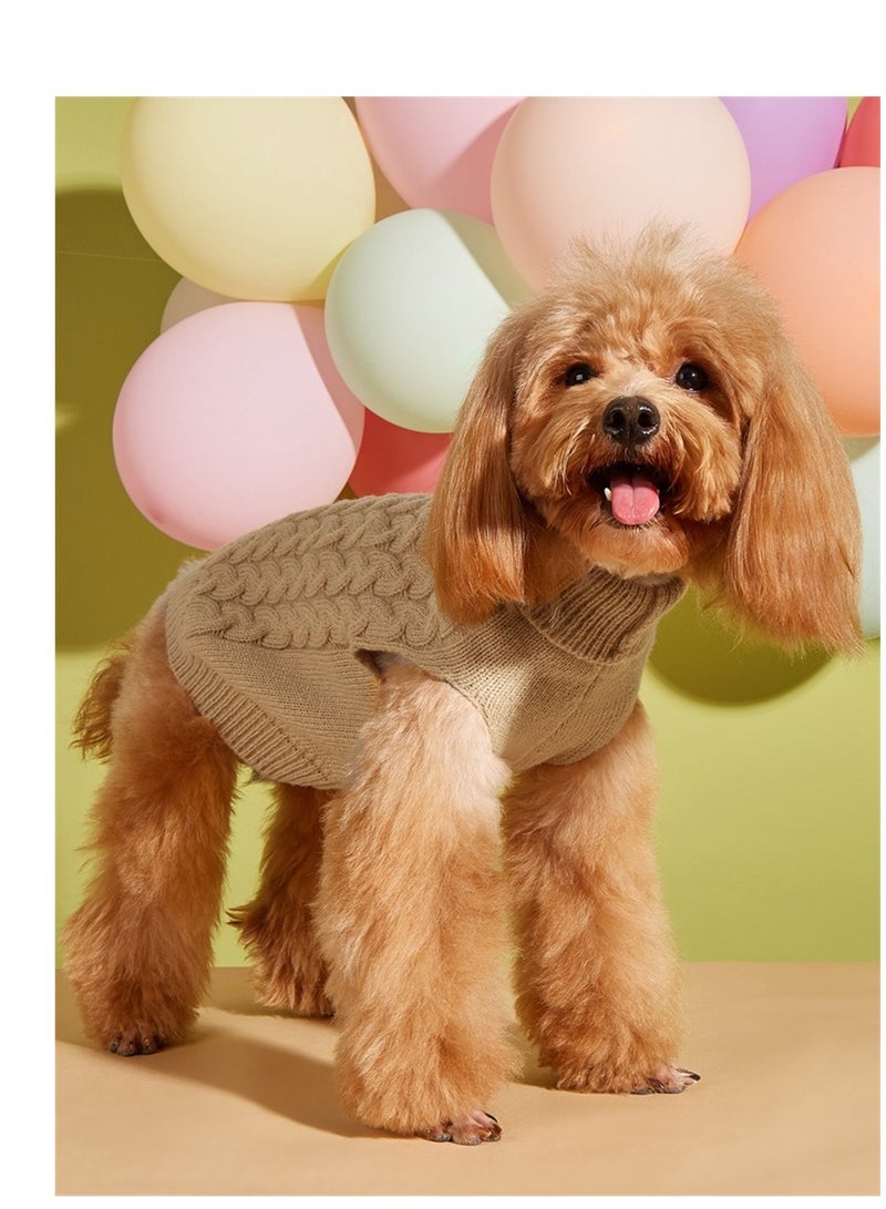 Loquat Squality New Casual Elastic Solid Color Knitted Dog Sweater Beige - Image 1