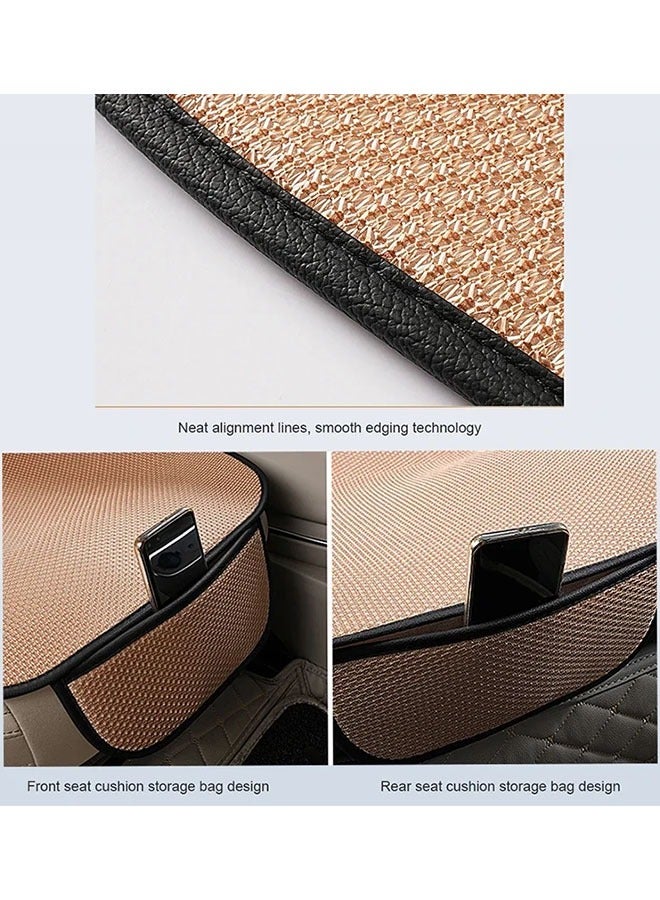 MLADEN مجموعة وسائد مقعد السيارة العالمية المكونة من 3 قطع، وسادة مقعد سيارة ناعمة ثلاثية الأبعاد قابلة للتنفس من الكتان لراحة المقعد الأمامي والخلفي، وسادة من الحرير الجليدي غير قابلة للانزلاق، ملحقات داخلية للسيارة (رمادي/3 قطع) - Image 3