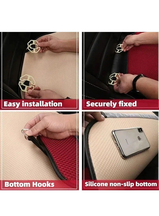 MLADEN مجموعة وسائد مقعد السيارة العالمية المكونة من 3 قطع، وسادة مقعد سيارة ناعمة ثلاثية الأبعاد قابلة للتنفس من الكتان لراحة المقعد الأمامي والخلفي، وسادة من الحرير الجليدي غير قابلة للانزلاق، ملحقات داخلية للسيارة (رمادي/3 قطع) - Image 5