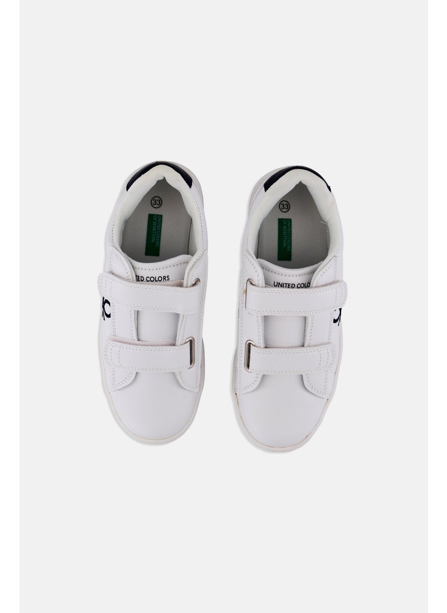 UNITED COLORS OF BENETTON Kids Boy Label LTX 2 Velcro Closure Casual Shoes, White  - Image 3