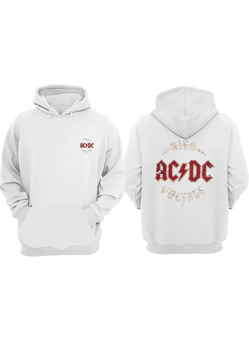 The Wert - Unisex High Voltage AC DC Design Front Back Printed Regular Fit White Sweatshirt - Image 1