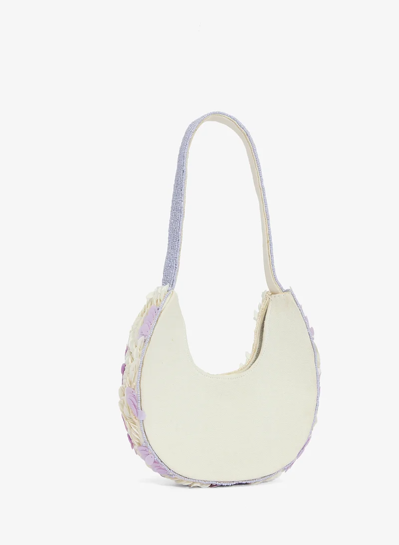 Ginger Boutique Embroidered Beaded Floral Clutch