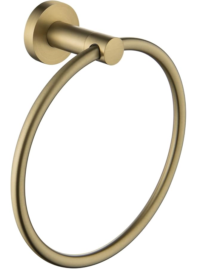 PROMASS FASHION HOME Brushed Gold Towel Ring – Wall-Mounted Bathroom & Kitchen Towel Holder, Modern Bath Accessories - Image 1