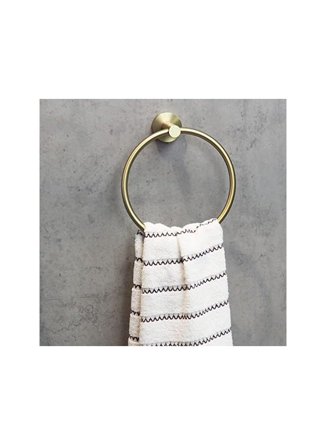 PROMASS FASHION HOME Brushed Gold Towel Ring – Wall-Mounted Bathroom & Kitchen Towel Holder, Modern Bath Accessories - Image 4