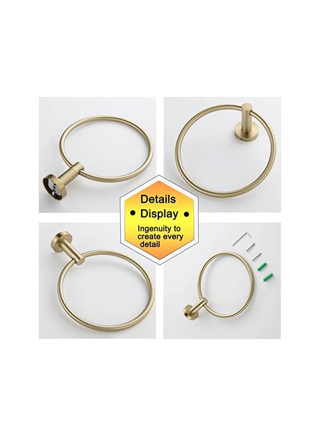 PROMASS FASHION HOME Brushed Gold Towel Ring – Wall-Mounted Bathroom & Kitchen Towel Holder, Modern Bath Accessories - Image 5