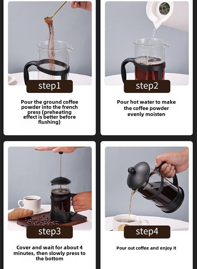 Haidue 800ml Ground Coffee FY04 French Press Coffee and Tea Maker - Image 4