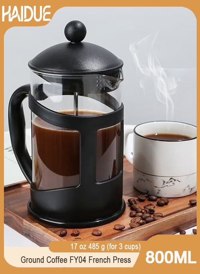 Haidue 800ml Ground Coffee FY04 French Press Coffee and Tea Maker - Image 1