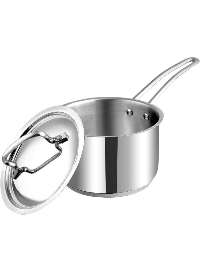 Vinod Stainless Steel Induction Friendly Classic Deluxe Combo Set of 2 Pcs - Saucepan (16 cm/2.1 litres) with Lid & Frypan (20 cm) with 2 Years Warranty - Silver - Image 4