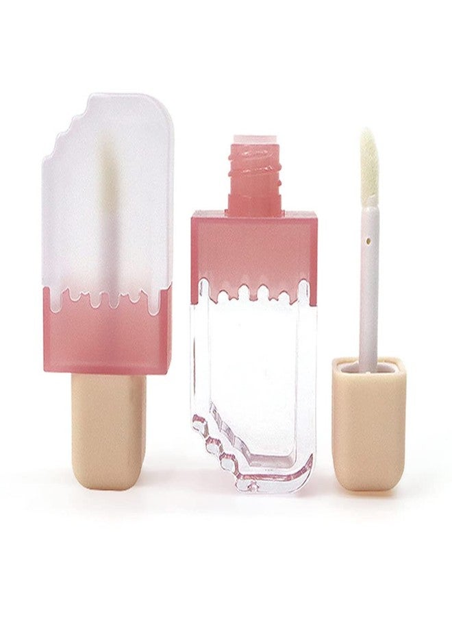 Lasenersm 4 Count Pink Ice Cream Shaped Lip Gloss Tubes, 5 ml Reusable Refillable Lip Gloss Containers - Image 1