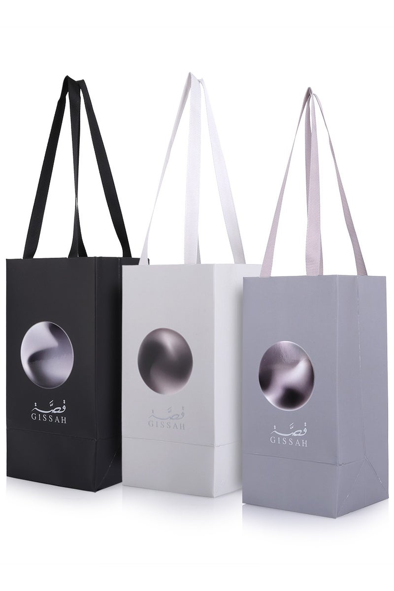 قصة طقم جرافيت – ٣ عبوات عطر ٥٠ مل (مافرو، روغ، نارْدو) + ٣ حقائب صغيرة - Image 4