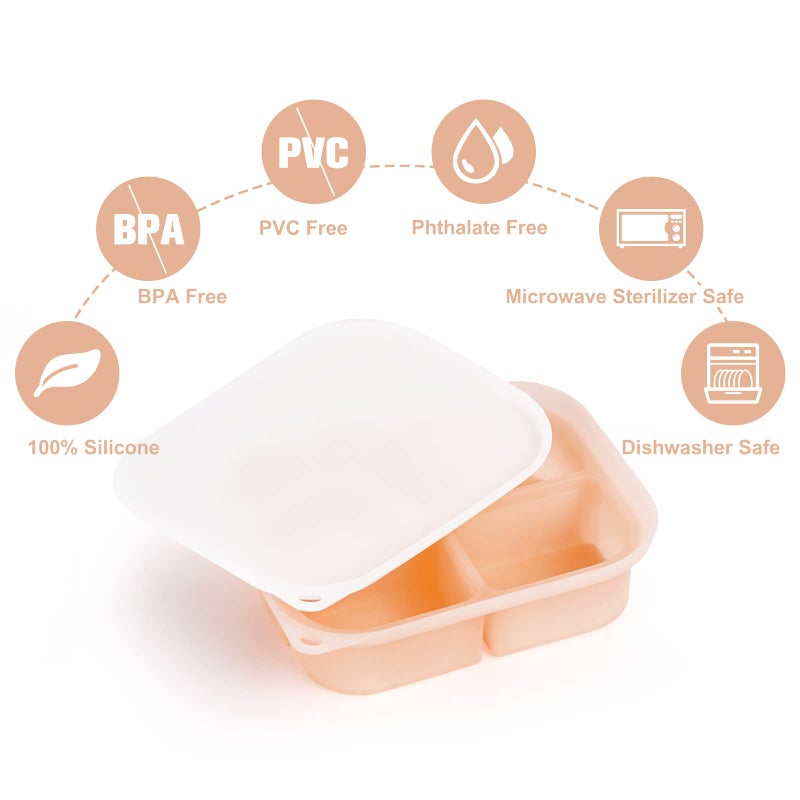 haakaa Silicone Baby Food Tray - Breastmilk Homemade Baby Food Mold - Baby Fresh Food Freezer Tray - Ice Cube Tray - - 4m+ Baby Toddler Kid - Blush - Image 5
