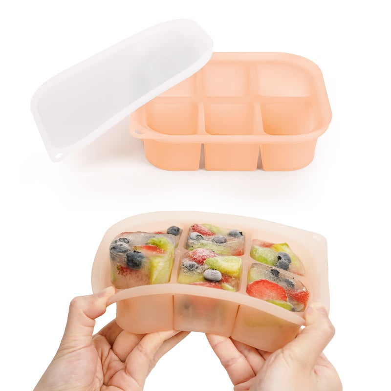 haakaa Silicone Baby Food Tray - Breastmilk Homemade Baby Food Mold - Baby Fresh Food Freezer Tray - Ice Cube Tray - - 4m+ Baby Toddler Kid - Blush - Image 1