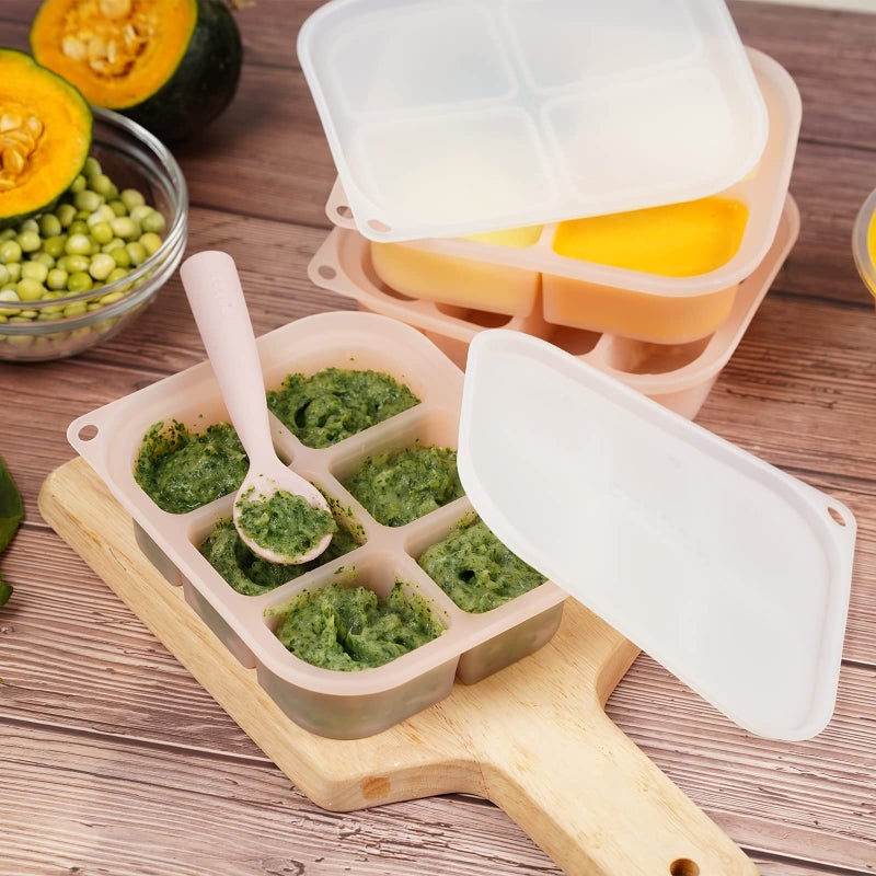 haakaa Silicone Baby Food Tray - Breastmilk Homemade Baby Food Mold - Baby Fresh Food Freezer Tray - Ice Cube Tray - - 4m+ Baby Toddler Kid - Blush - Image 4