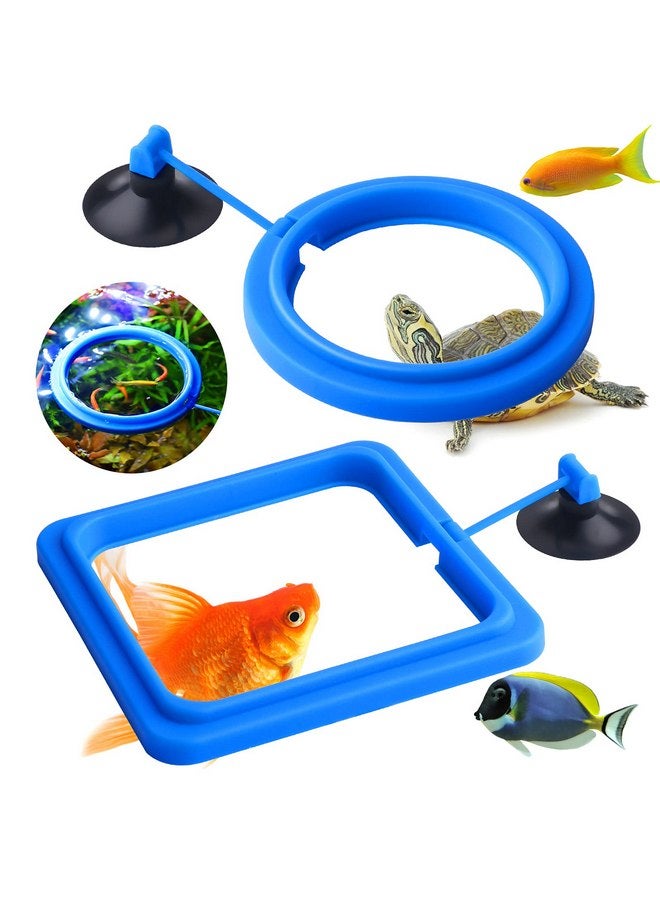 Molain Molain Fish Feeding Ring, 2 Pieces Fish Feeder Aquarium Fish Turtle Tank Accessories Food Feeder Circle for Guppy, Bettas, Goldfish, Turtle (Blue)  - Image 1