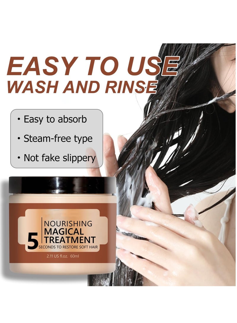 KASTWAVE Hair Mask, Nourishing Hair Repair Cream, for Dry, Damaged Hair, Helps to Rebuild Hair's Strength, Builds New Bonds, 5 Seconds to Restore Soft Hair, Deep Suitable for Dry  Damaged Hair-60ml - Image 4