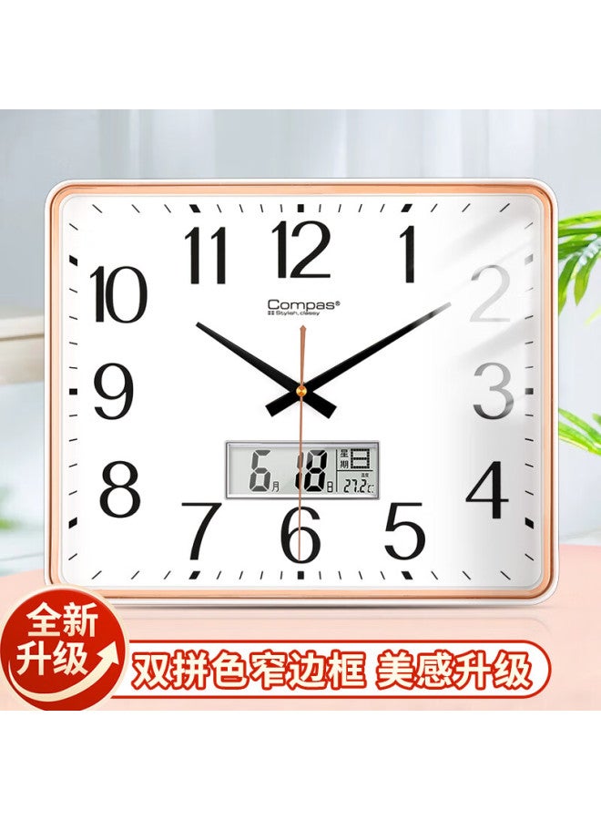 Compas Wall Clock Living Room Clock Calendar Simple Quartz Clock Wall Clock 7005 White Calendar Style 35cm - Image 1