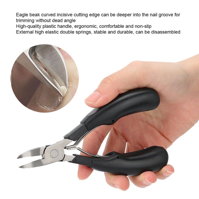 Stainless Steel Ingrown Toe Nail Clippers Fingernail Toenail Cuticle Scissors Pedicure Cutter ToolBlack - Image 3