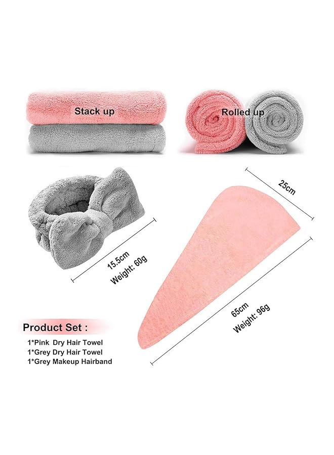 erorex 3 Pack Microfibre Towel Hair Turban Set Wrap Super Absorben Hair With Button Design For Women Wet Long Thick Hair - Image 3