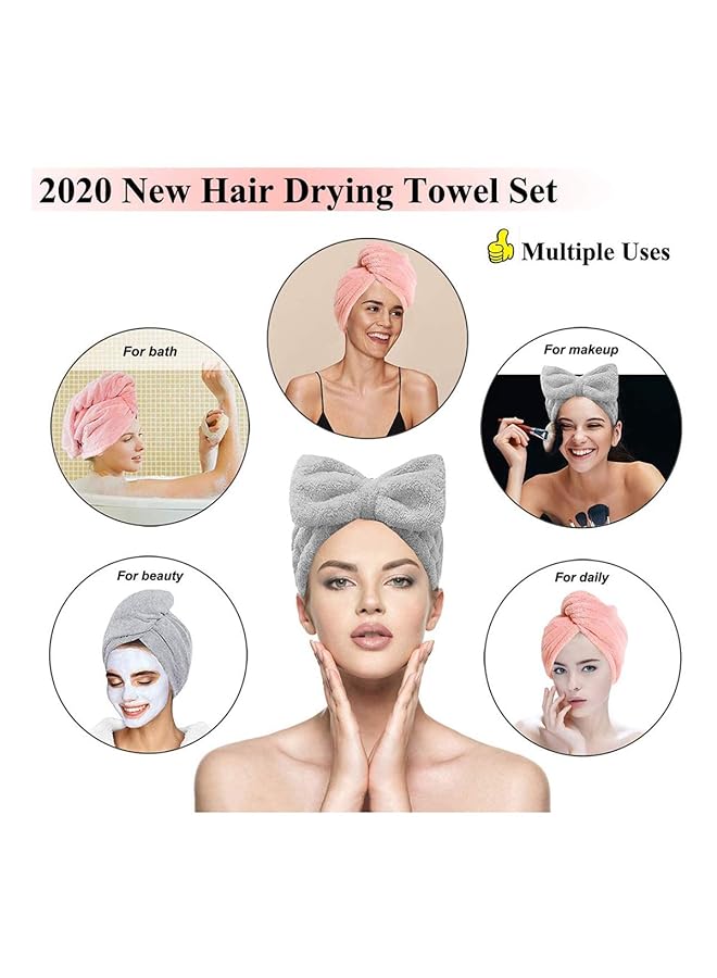 erorex 3 Pack Microfibre Towel Hair Turban Set Wrap Super Absorben Hair With Button Design For Women Wet Long Thick Hair - Image 5