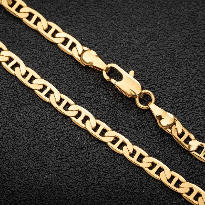 erorex Gold Flat Marina Link Anklet for Women Men, 14K Gold / 18K Gold/Silver Plated 4mm Wide Mariner Ankle Bracelets for Women, 9 inch, Copper, Cubic Zirconia - Image 3