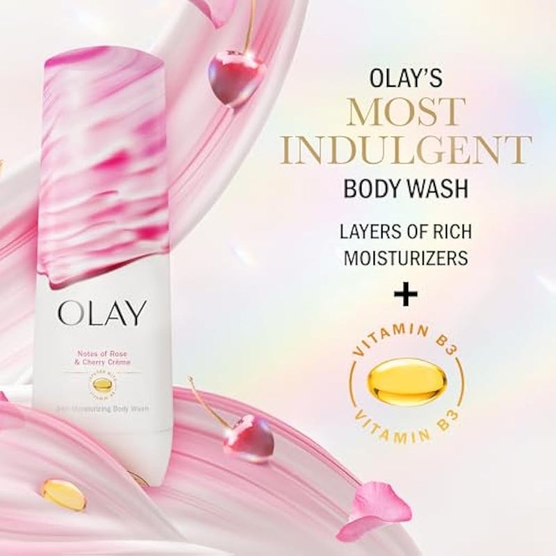 Olay Indulgent Moisture Body Wash for Women, Infused with Vitamin B3, Notes of Rose and Cherry Creme Scent, 20 fl oz - Image 4