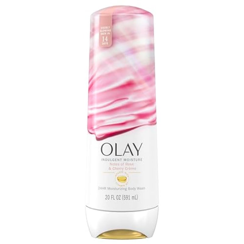 Olay Indulgent Moisture Body Wash for Women, Infused with Vitamin B3, Notes of Rose and Cherry Creme Scent, 20 fl oz - Image 1