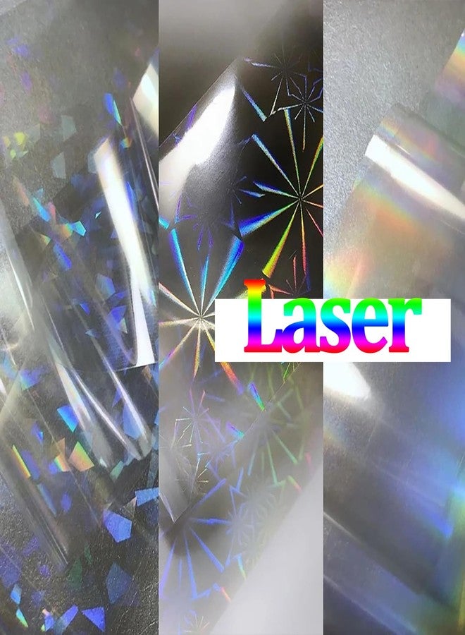 SILPECWEE 2 Boxes Aurora Nail Foil Clear Laser Glass Fragment Nail Transfer Foil for Long Acrylic Nails Starry Sky Holographic Nail Art Foil Stickers Manicure Design for DIY Nails Decoration - Image 4