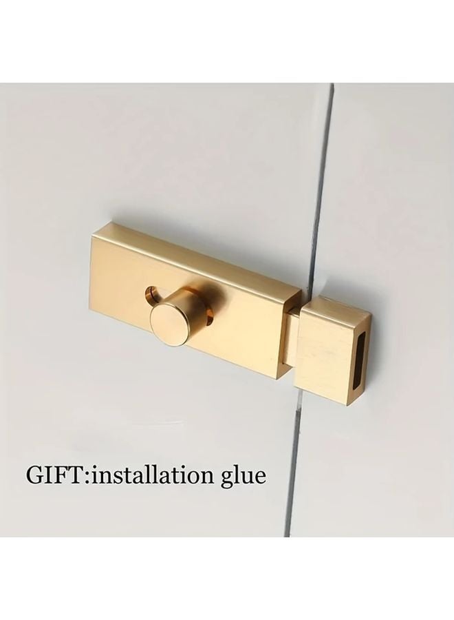 Golden Easy Install Aluminum Alloy Anti Theft Sliding Door Lock No Drilling Required 1pc - Image 1