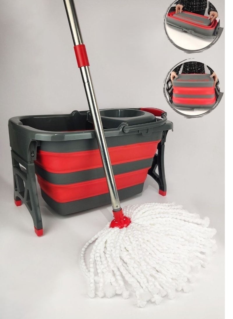 Magic collapsible silicone bucket, 20 liters. It has a straw. It can be used as a storage bucket without the juicer. It is easy to use. It has foldable legs for stability. - Image 1