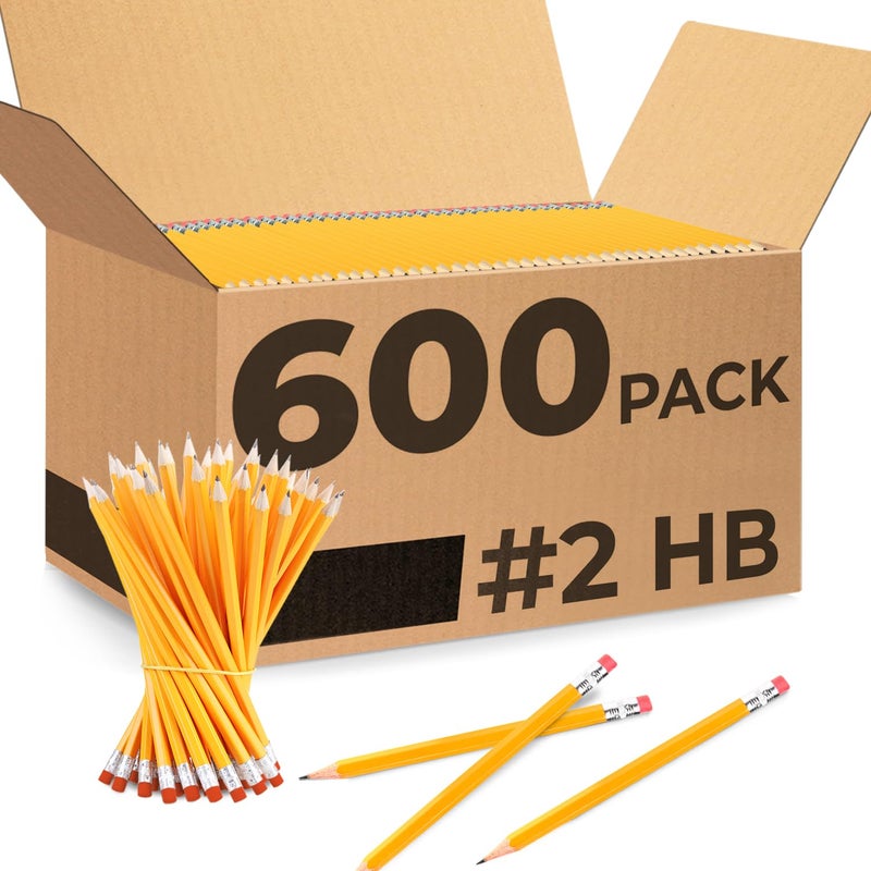 Rosmonde Pencils Bulk, 600 Pack, Pre Sharpened #2, Bulk Yellow Pencils, Easy Hold Grip With Earsers On Top, #2 HB Sharpened, Bulk Supplies for School Districts Classrooms & Colleges - Image 1