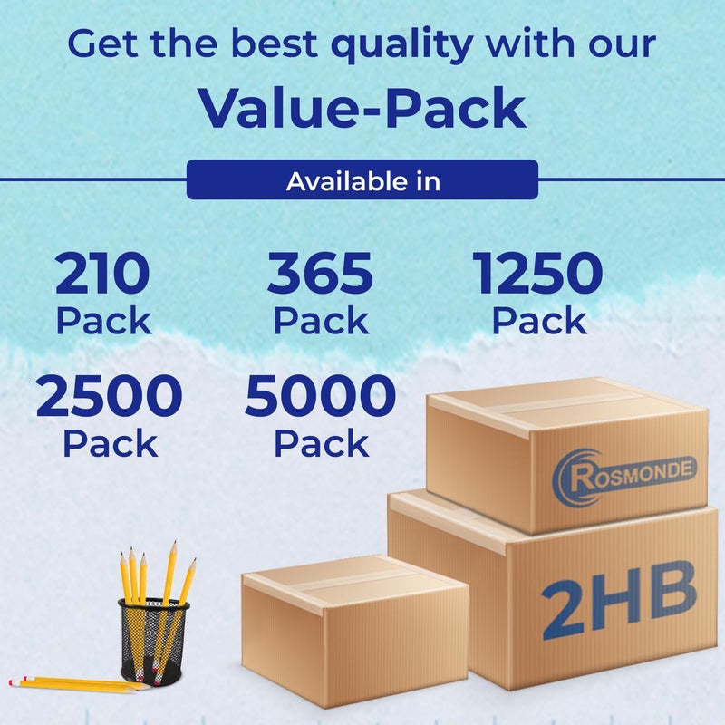Rosmonde Pencils Bulk, 600 Pack, Pre Sharpened #2, Bulk Yellow Pencils, Easy Hold Grip With Earsers On Top, #2 HB Sharpened, Bulk Supplies for School Districts Classrooms & Colleges - Image 5