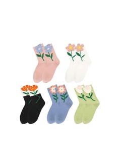 Cute Animal Patterned Women's Crew Socks - Funny Novelty Cotton Socks with Colorful Floral Designs, Perfect for Casual Wear or as a Fun Gift for Her.