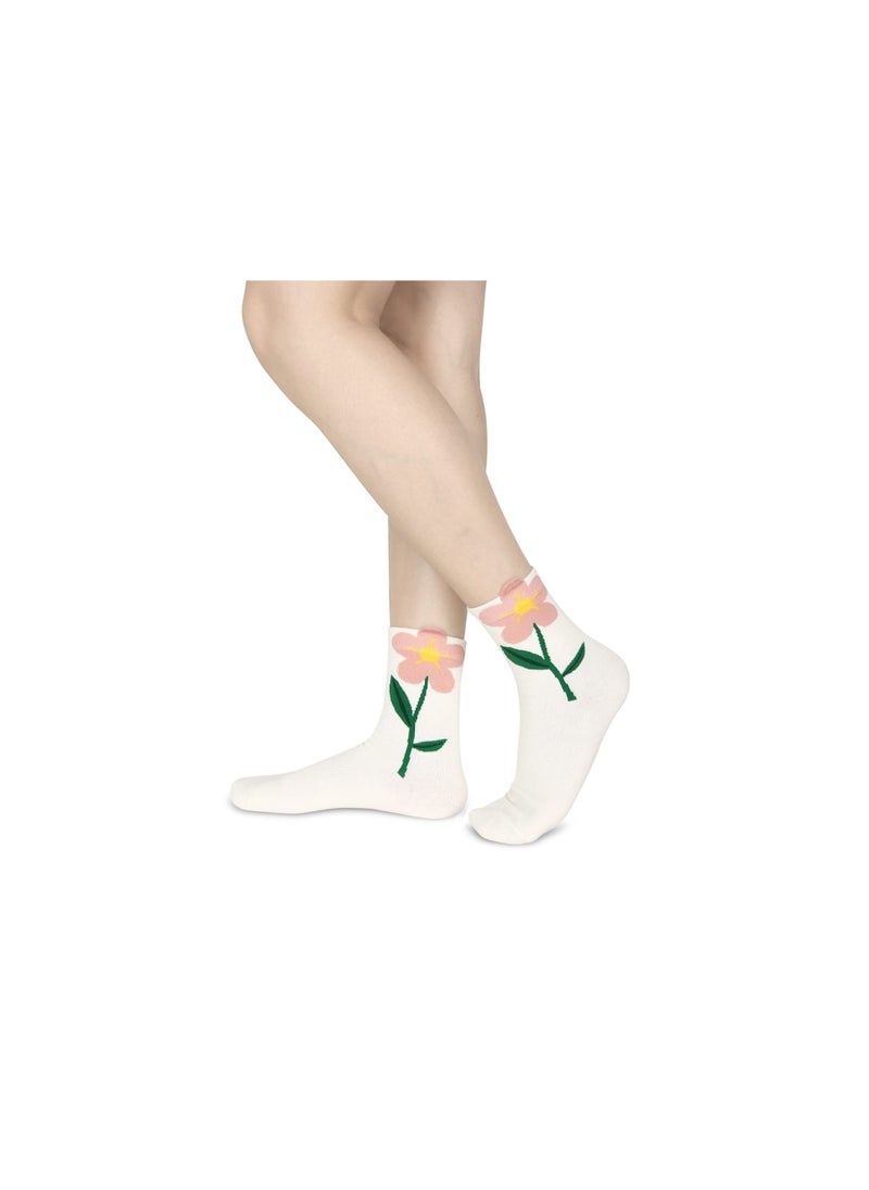 Generic - Cute Animal Patterned Women's Crew Socks - Funny Novelty Cotton Socks with Colorful Floral Designs, Perfect for Casual Wear or as a Fun Gift for Her. - Image 1