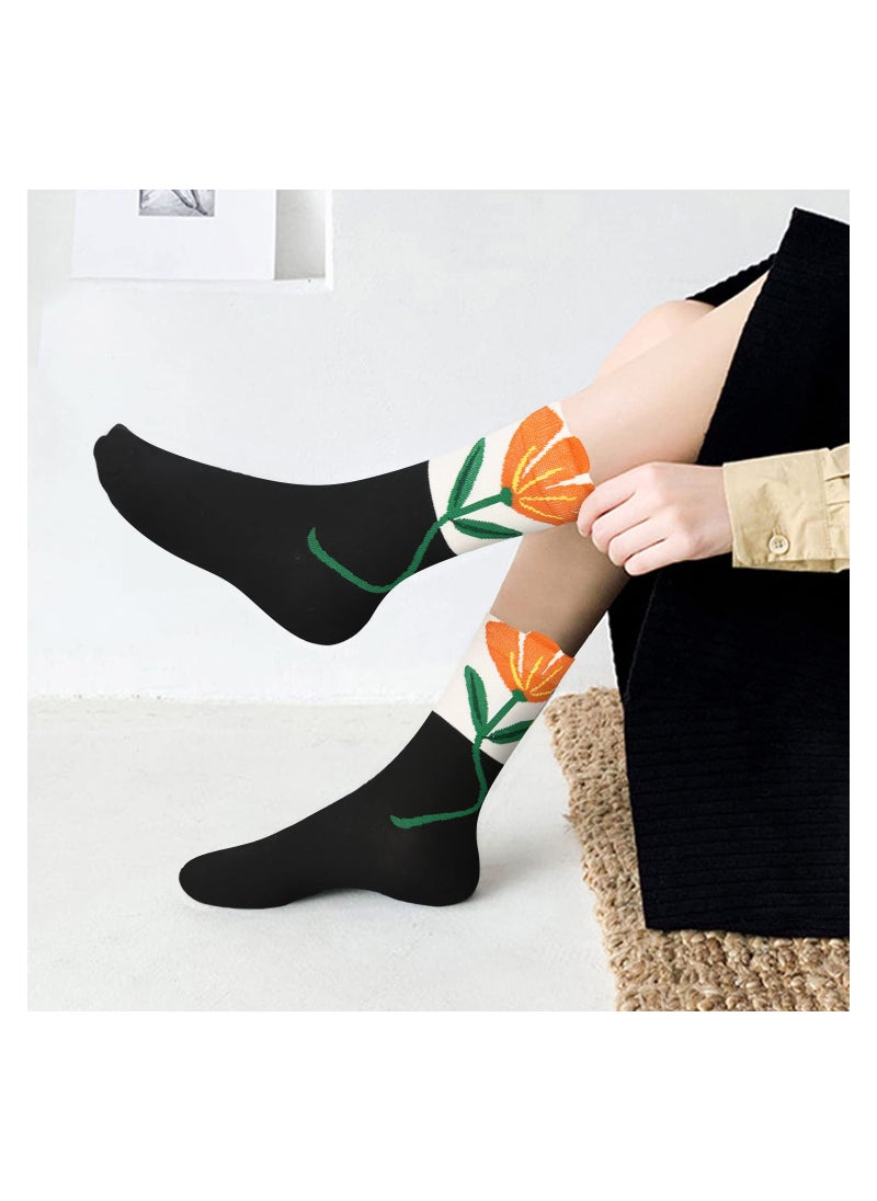 Generic - Cute Animal Patterned Women's Crew Socks - Funny Novelty Cotton Socks with Colorful Floral Designs, Perfect for Casual Wear or as a Fun Gift for Her. - Image 1