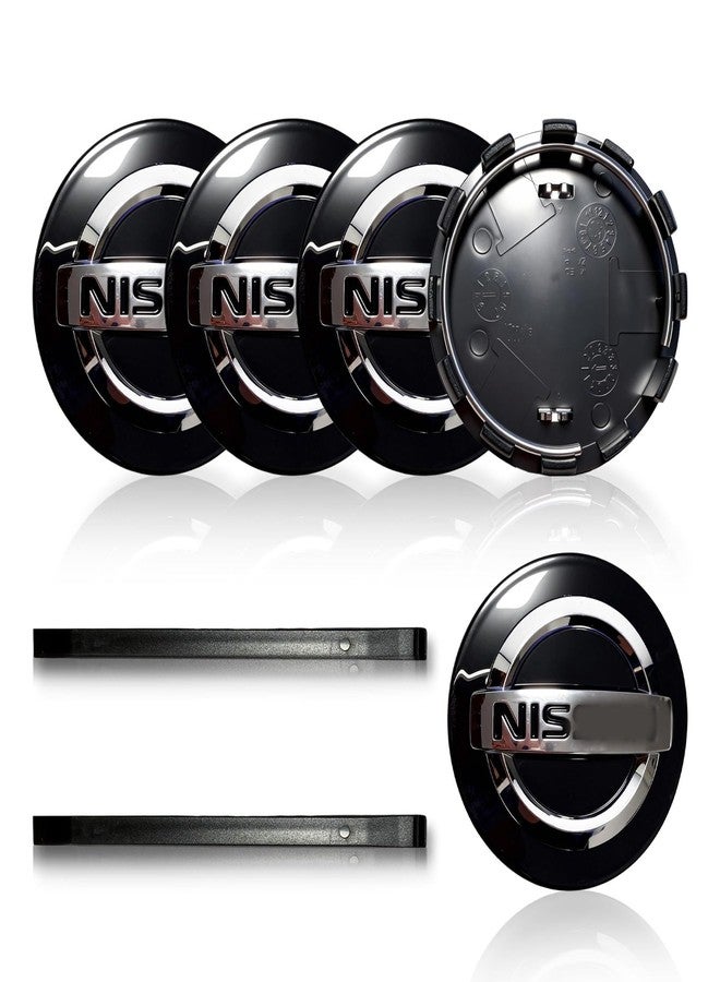 haizusai 5-Pack 54mm/2.12" Wheel Center Caps Compatible with Altima Rogue Murano Frontier Sentra - Black ABS Wheel Hub Center Caps with Pry Tools - Image 1