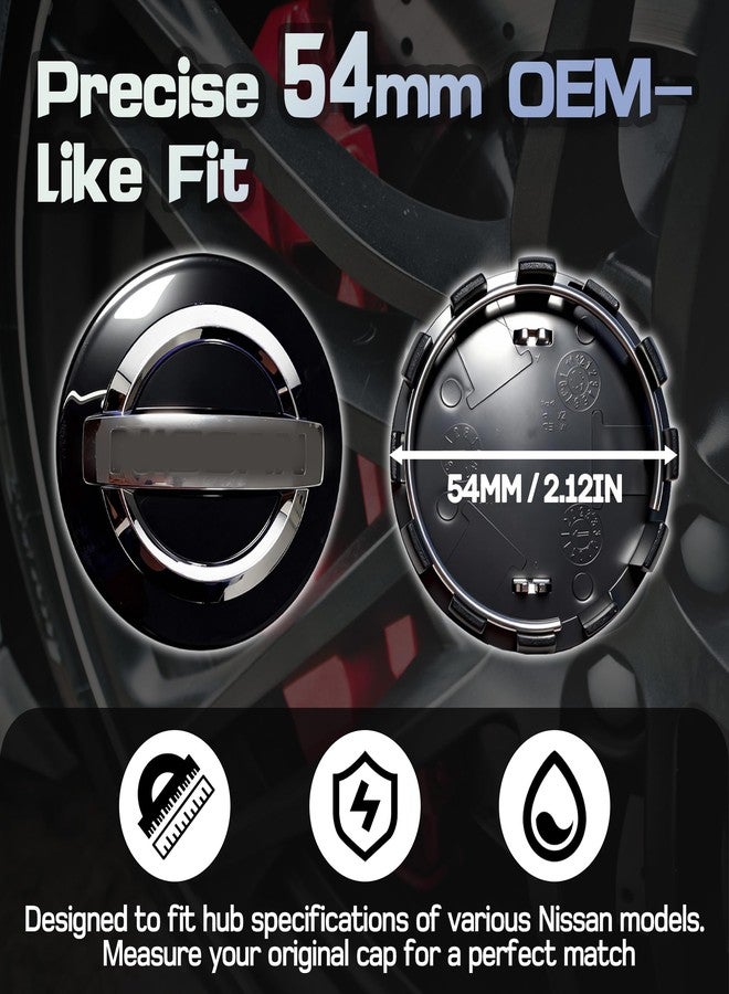 haizusai 5-Pack 54mm/2.12" Wheel Center Caps Compatible with Altima Rogue Murano Frontier Sentra - Black ABS Wheel Hub Center Caps with Pry Tools - Image 3