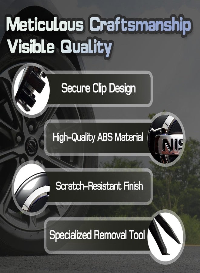 haizusai 5-Pack 54mm/2.12" Wheel Center Caps Compatible with Altima Rogue Murano Frontier Sentra - Black ABS Wheel Hub Center Caps with Pry Tools - Image 4