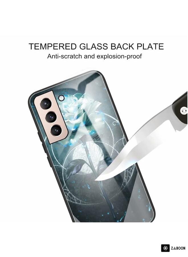 Zaboon Protective Case Cover For Samsung Galaxy S21 FE Colorful Painted Glass Shockproof Protective Case  - Image 3